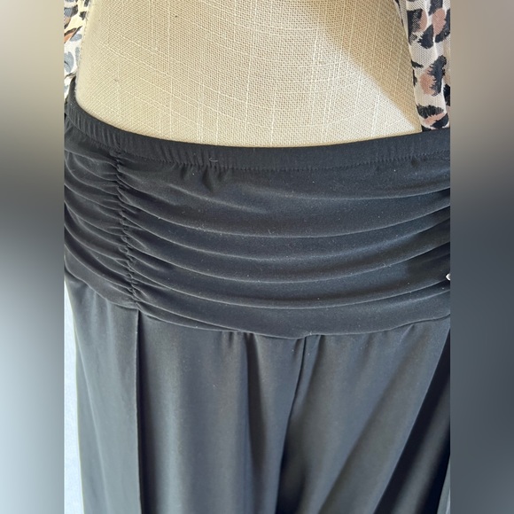 AQUA GREEN OPEN FLOWY LEG ROUCHED WAISTBAND PULL ON PANTS SIZE L - Picture 5 of 10